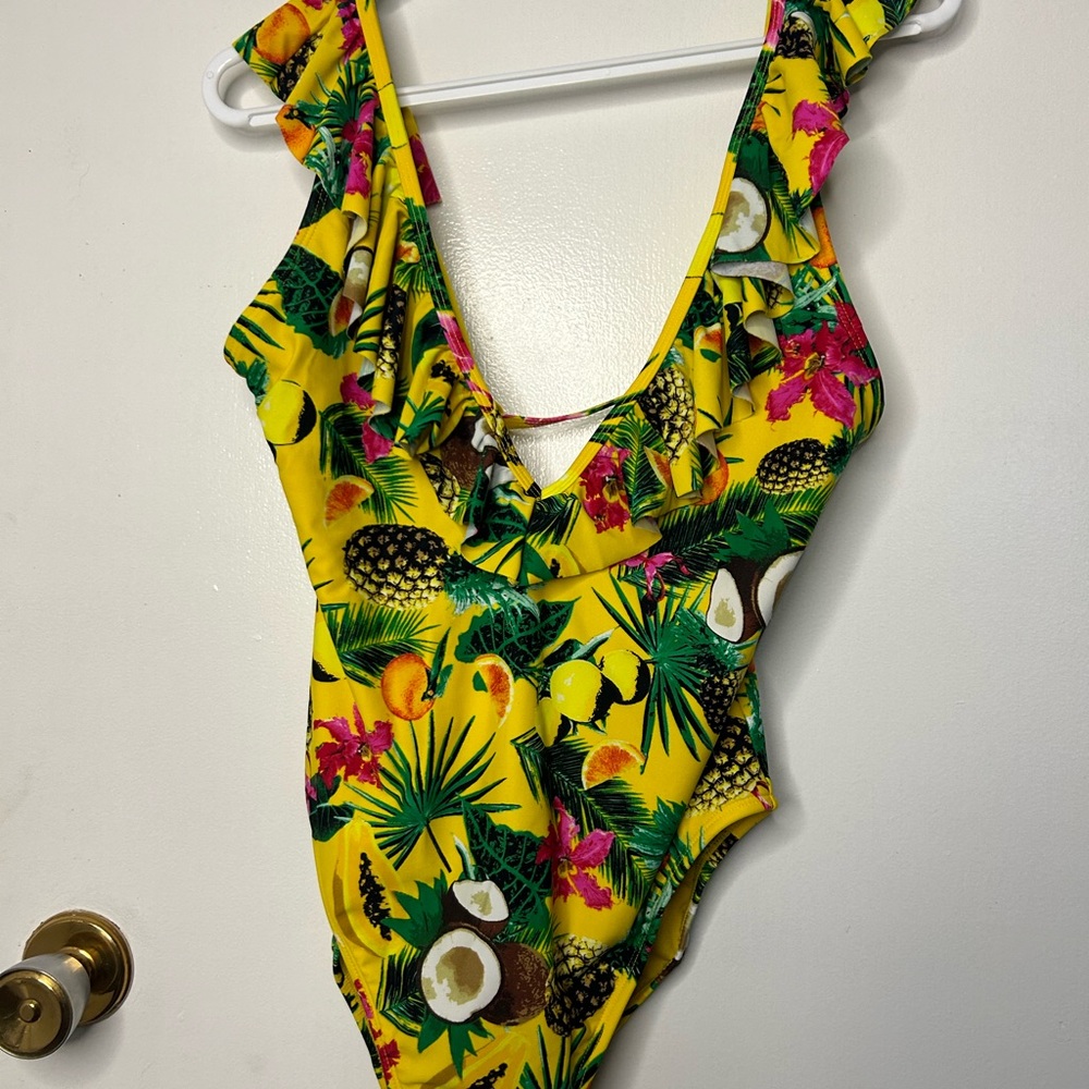 George Yellow Tropical Print Swimsuit